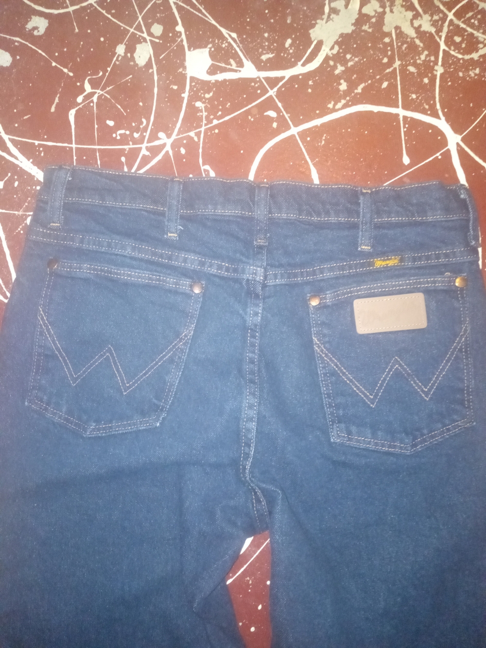 937 Str Wrangler Men Slim Stretch Boot Cut Jeans Dark Blue 32×33 Approx